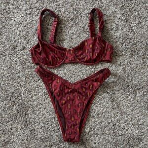 PacSun Burgundy Leopard Bikini Set